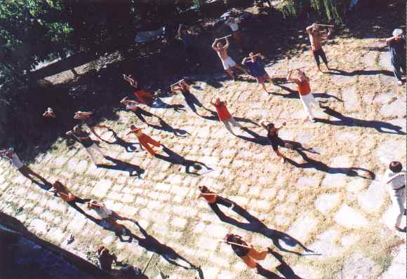 practicing escrima in the court